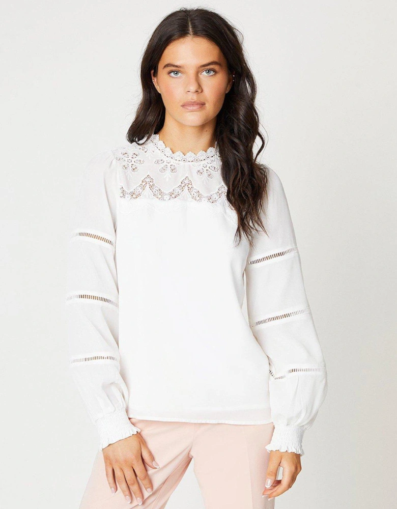 Lace Yoke Blouse - Ivory