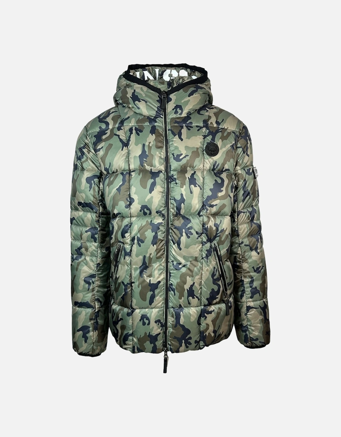 Plein Sport Small Circle Logo Quilted Camo Green Jacket, 3 of 2