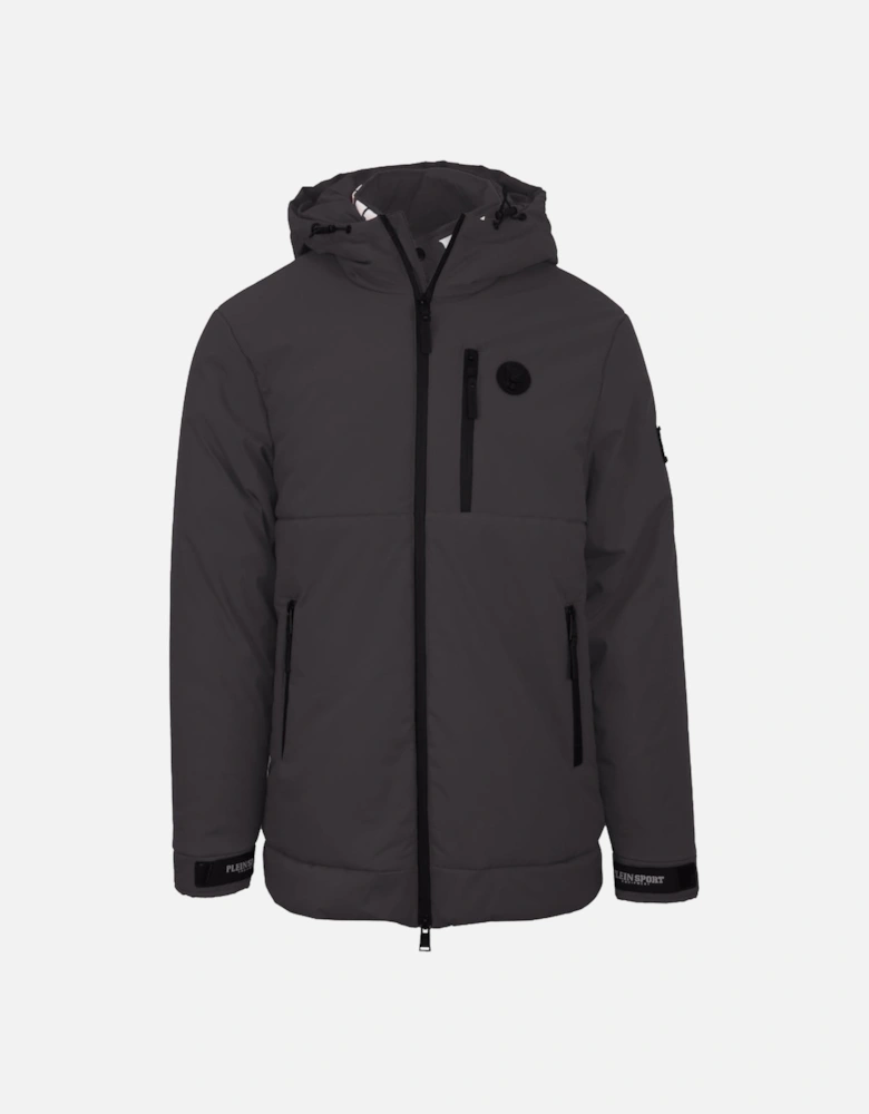 Plein Sport Padded Small Circular Logo Branded Grey Jacket