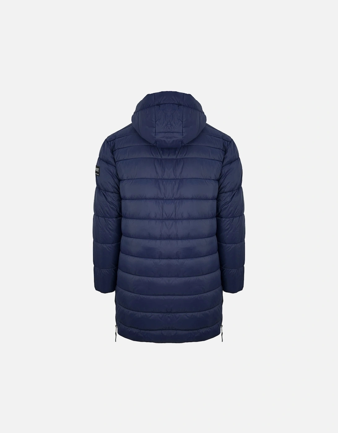 Plein Sport Padded Small Circular Logo Branded Navy Blue Long Jacket