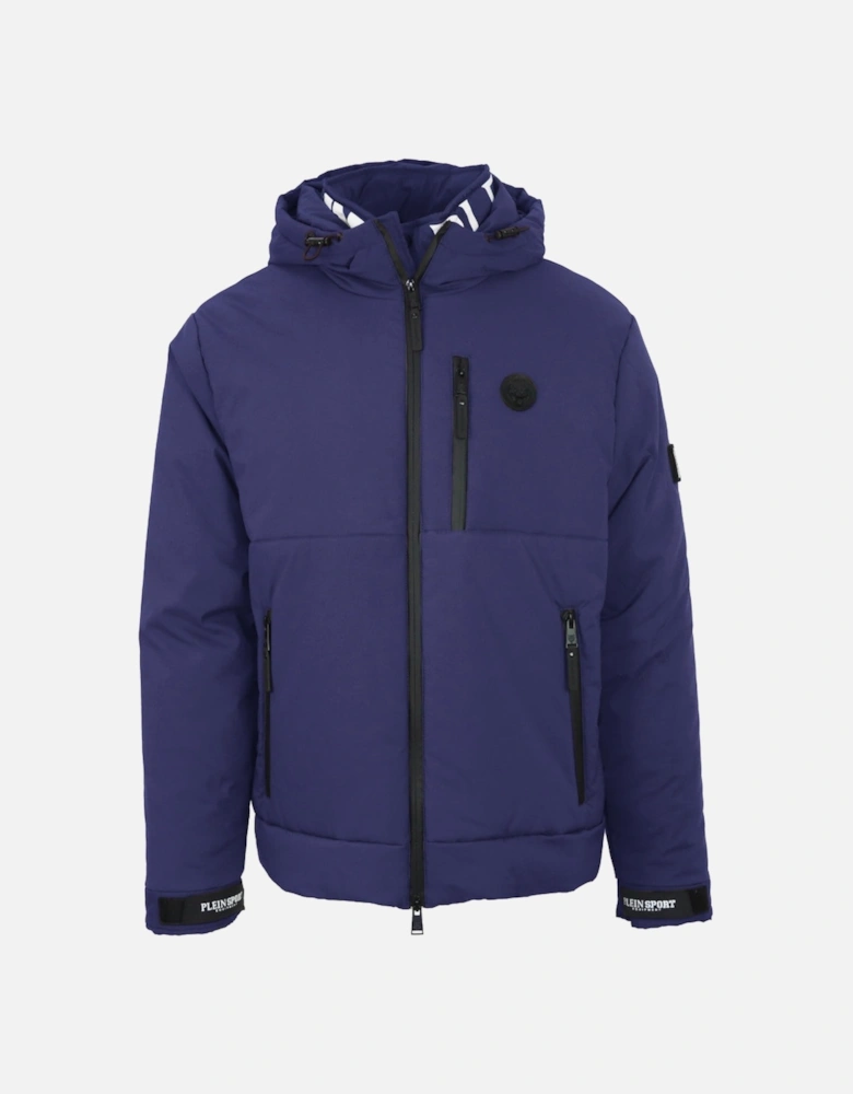 Plein Sport Padded Large Branded Logo Navy Blue Jacket