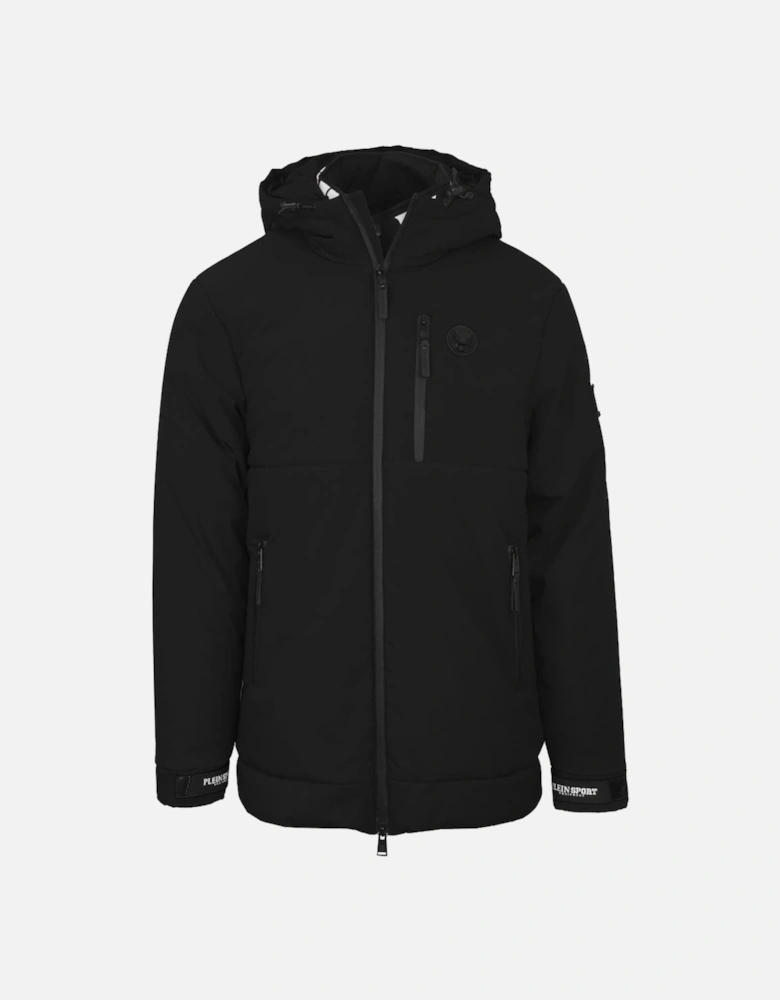 Plein Sport Padded Small Circular Logo Branded Black Jacket