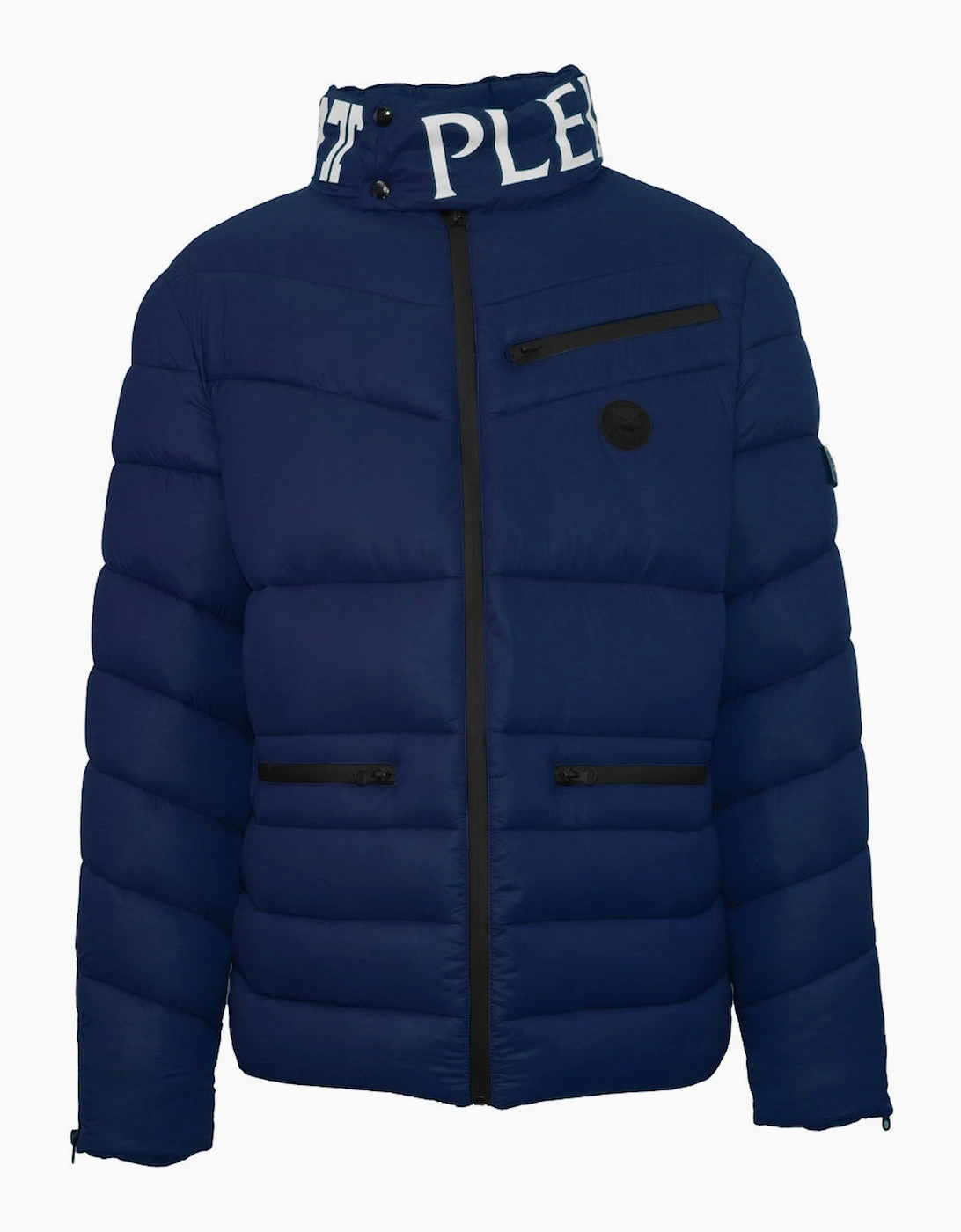 Men's Plein Sport Padded Bold Logo Navy Blue Jacket - Size: 38/Regular