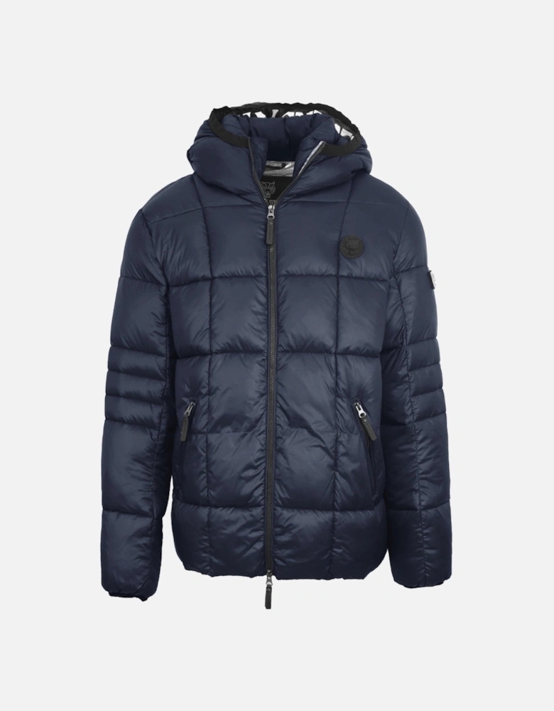 Plein Sport Small Circle Logo Quilted Navy Blue Jacket