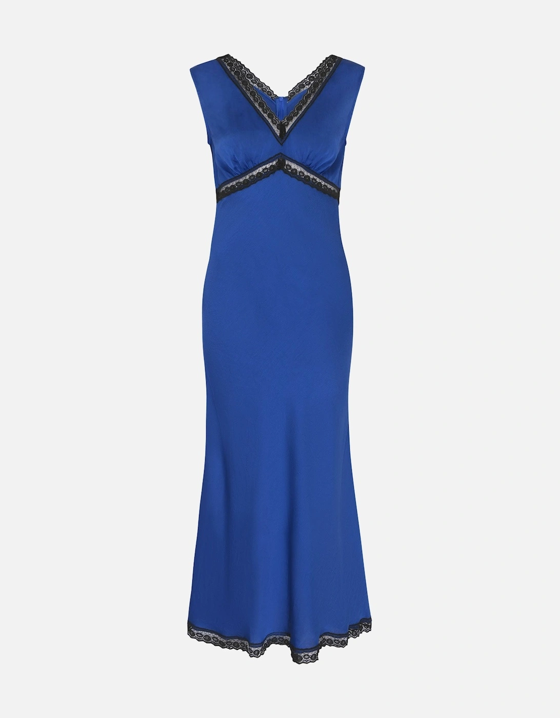 Saskia Lace V Neck Dress in Blue