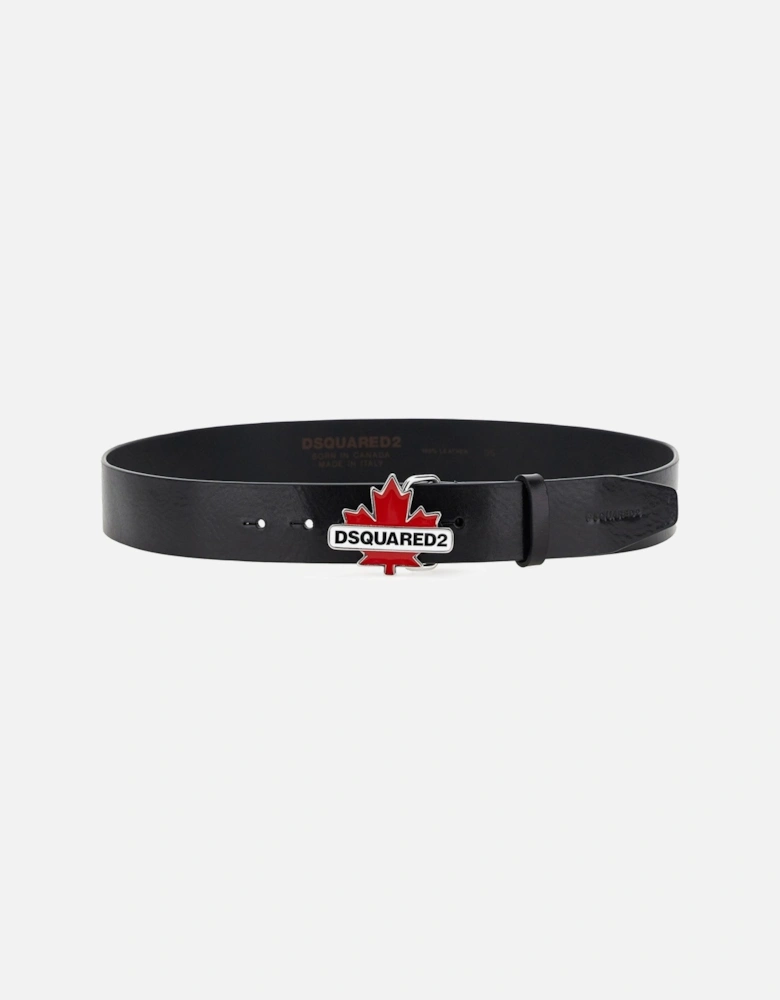 Maple Leaf Leather Belt Black