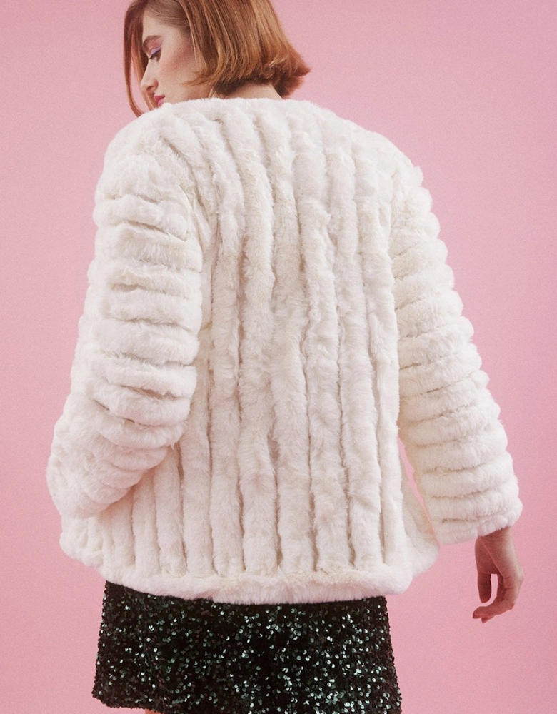 Cream Faux Fur Faux Suede Coat