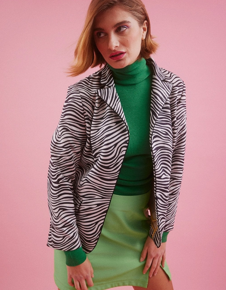 Zebra Print Faux Suede Zebra Print Jacket