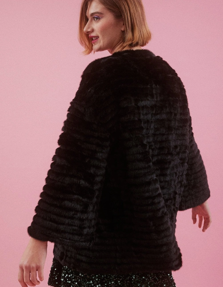 Black Faux Fur Over-Sized Coat