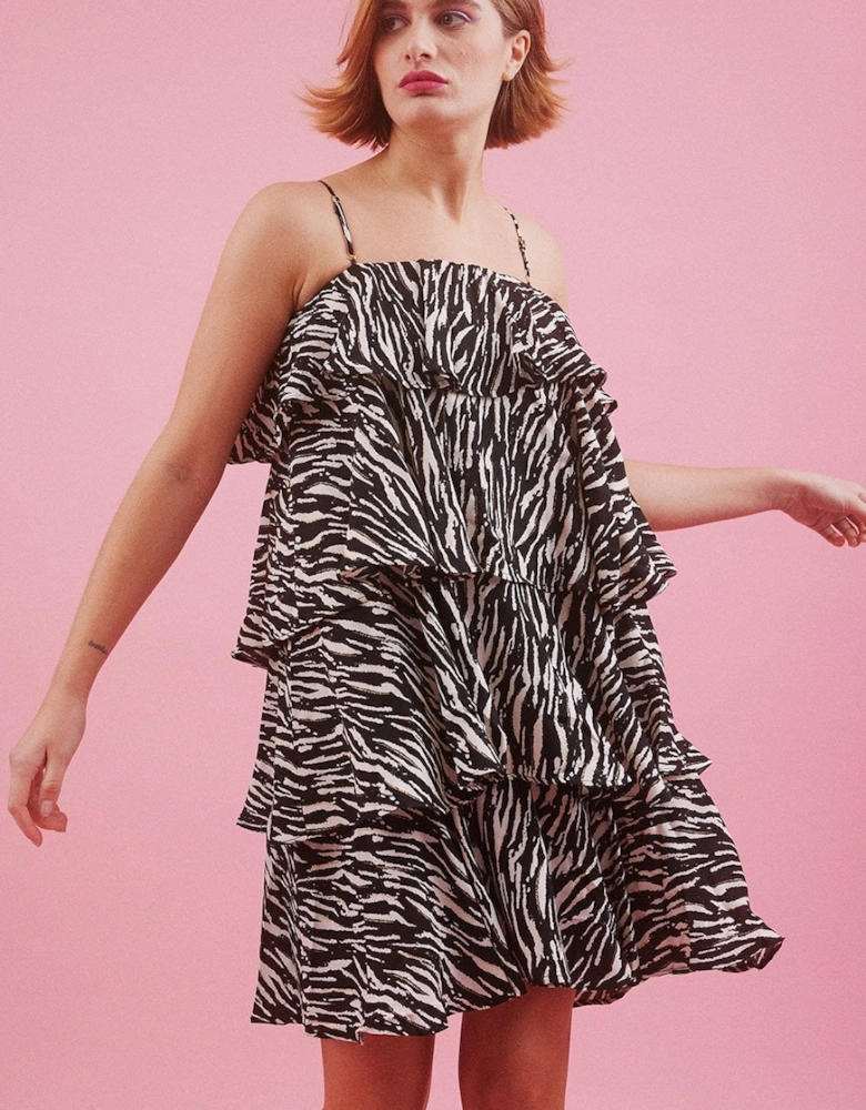 Zebra Print Tiered Rara Dress