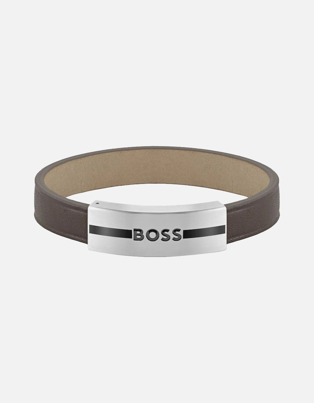 BOSS Luke Stainless Steel Brown Leather Bracelet, 2 of 1