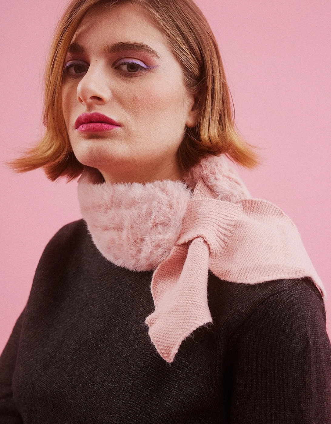 Pink Faux Fur Scarf