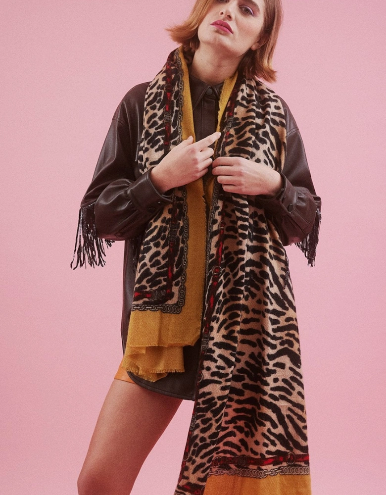 *****FREE GIFT: Animal Print Cashmere & Silk Blend Scarf With Animal and Stripe Design*****