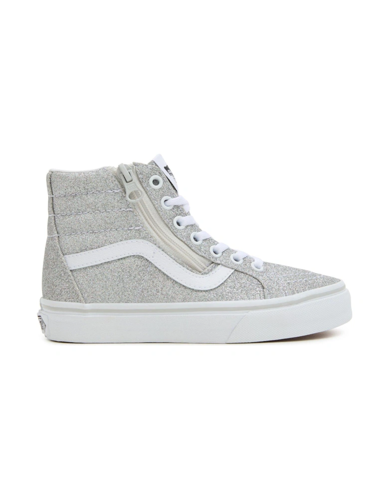 Sk8-hi Reissue Side Zip Glitter Younger Trainers - Silver