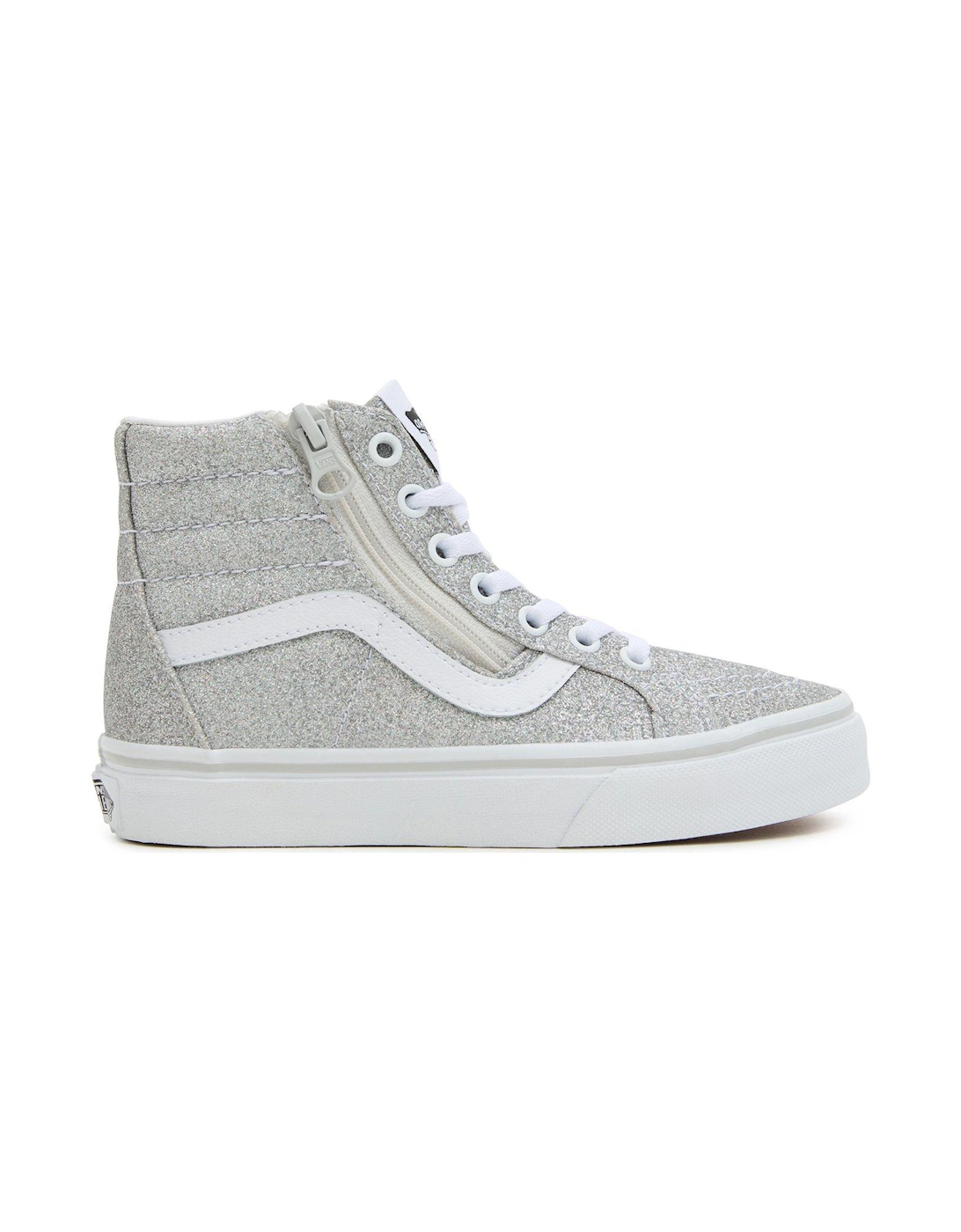 Sk8-hi Reissue Side Zip Glitter Younger Trainers - Silver, 6 of 5