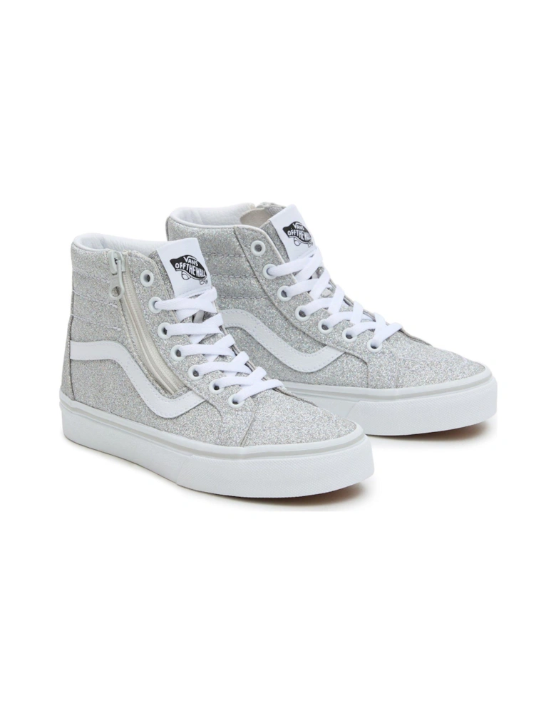 Sk8-hi Reissue Side Zip Glitter Younger Trainers - Silver