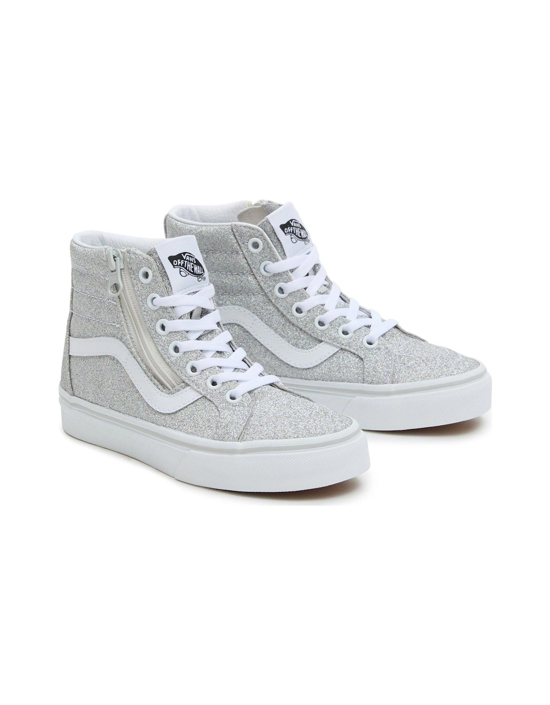 Sk8-hi Reissue Side Zip Glitter Younger Trainers - Silver