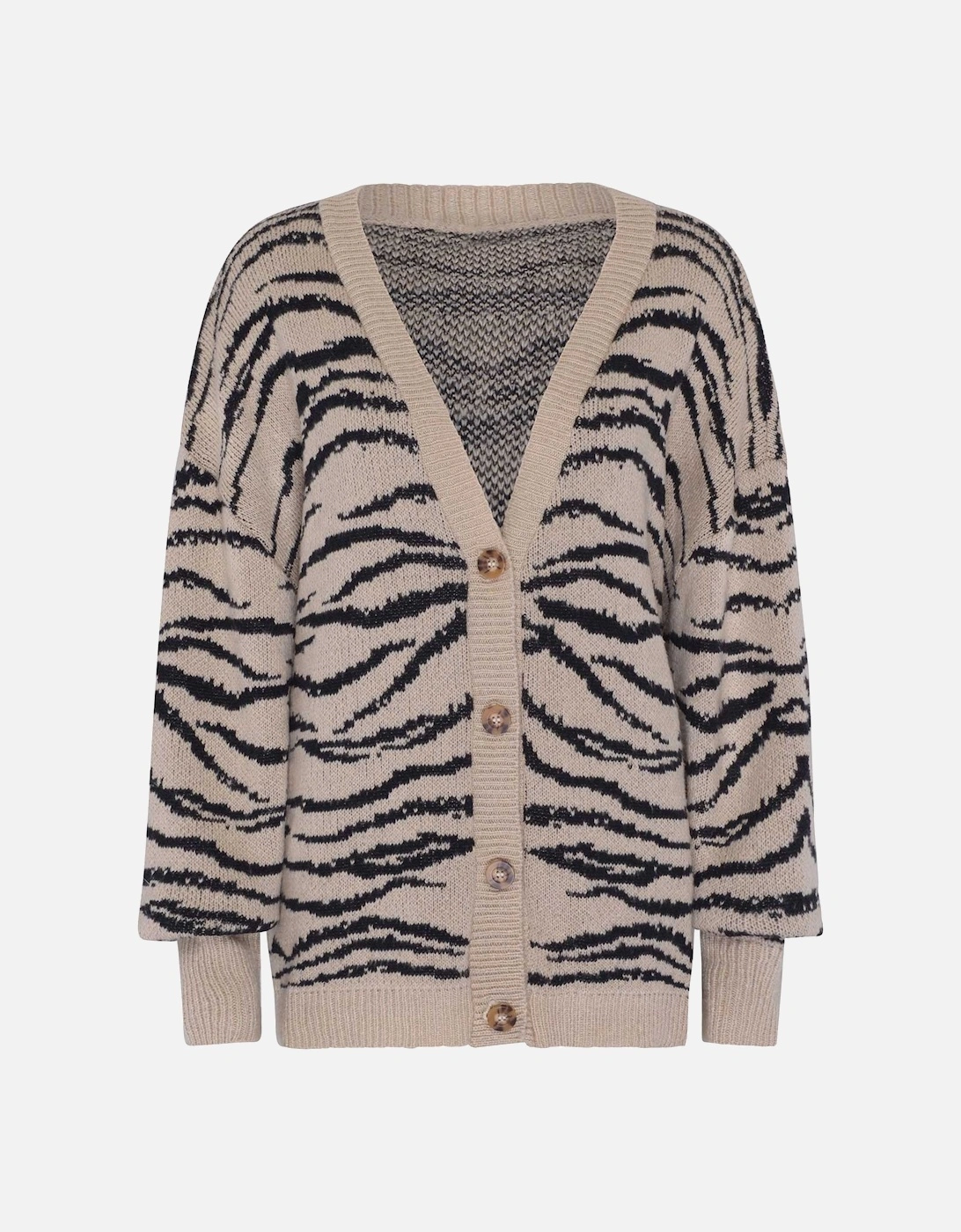 Amelia Oversized Zebra Cardigan in Beige