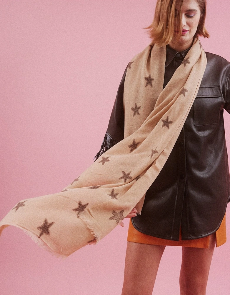 Cashmere and Silk Blend Star Design Scarf Wrap