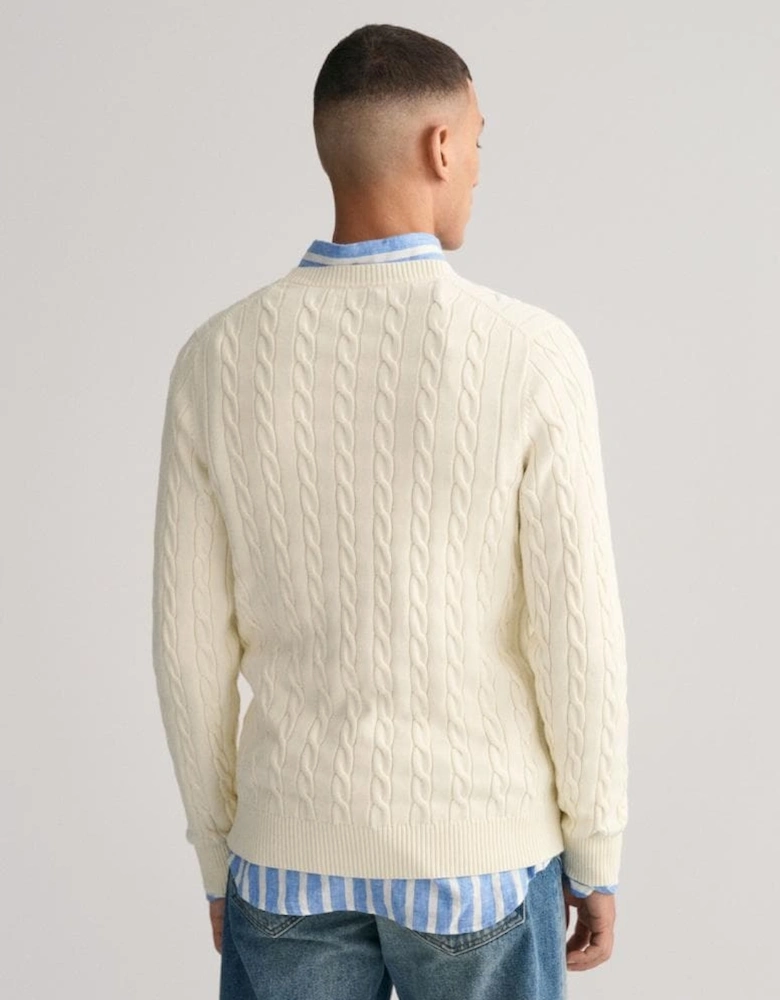 Mens Cotton Cable Knit Crew Neck Jumper