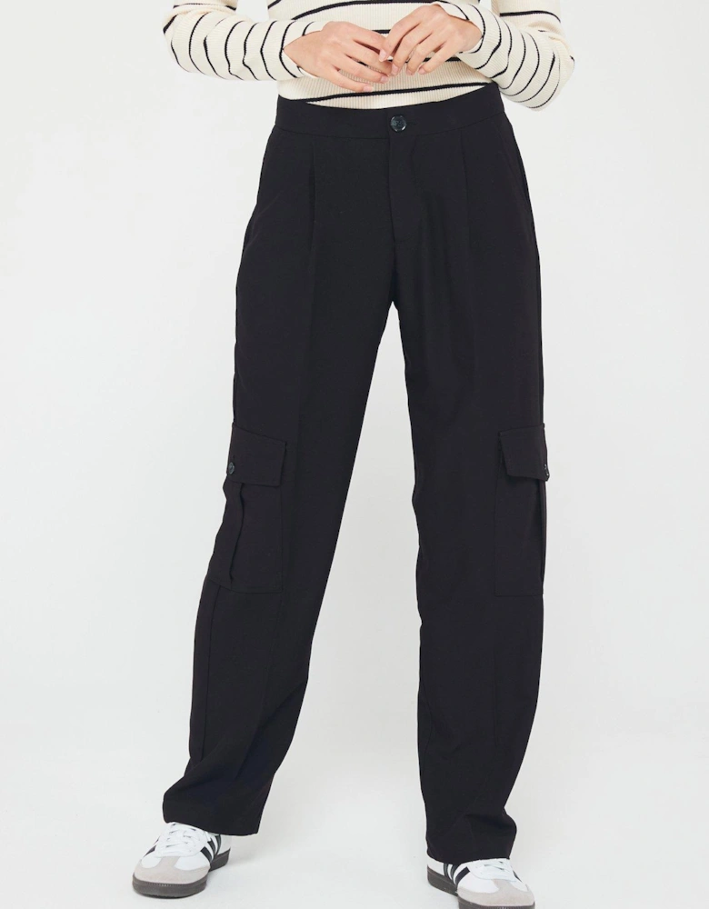 Mary Mid Rise Smart Cargo Trousers - Black