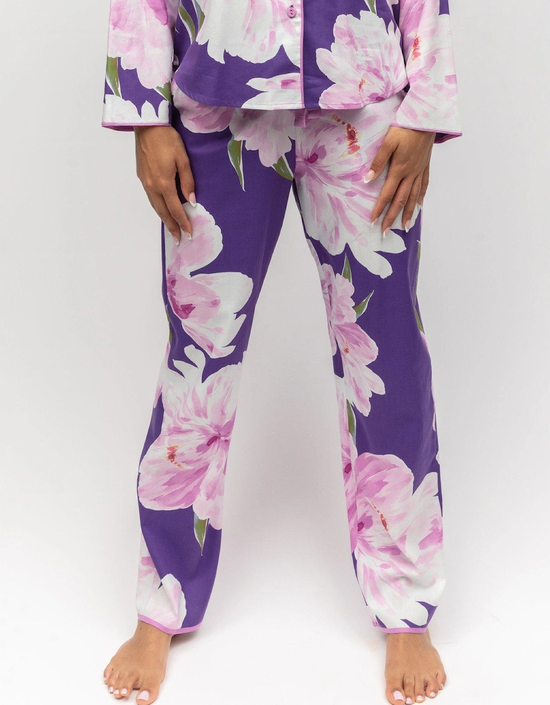 Purple Floral Print Pyjama Bottoms, 2 of 1