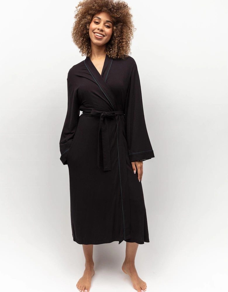 Black Jersey Long Dressing Gown
