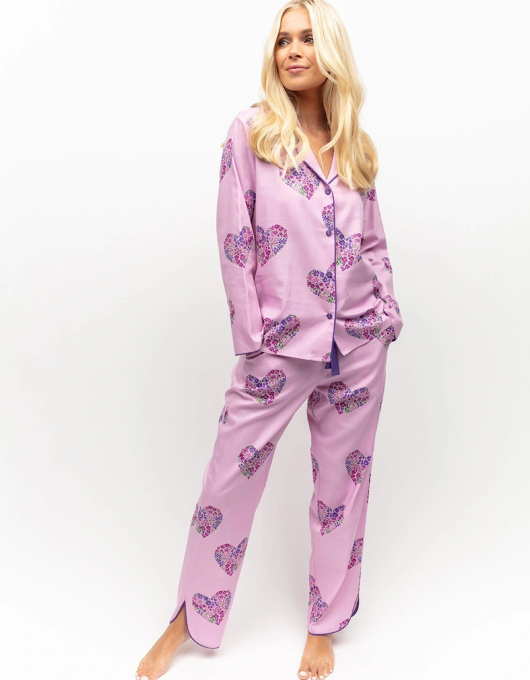 Pink Jersey Heart Print Pyjama Set, 6 of 5