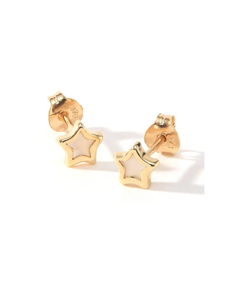 Kids 9ct Yellow Gold Mother of Pearl 4.5mm Star Stud Earrings