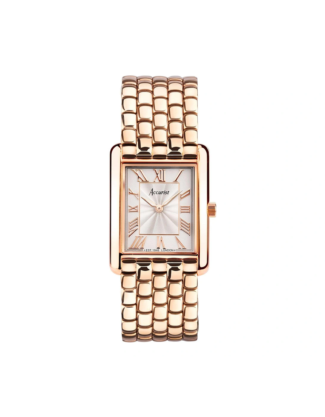 Women's Rectangle Rose Gold Stainless Steel Bracelet 26mm Analogue Watch, 2 of 1