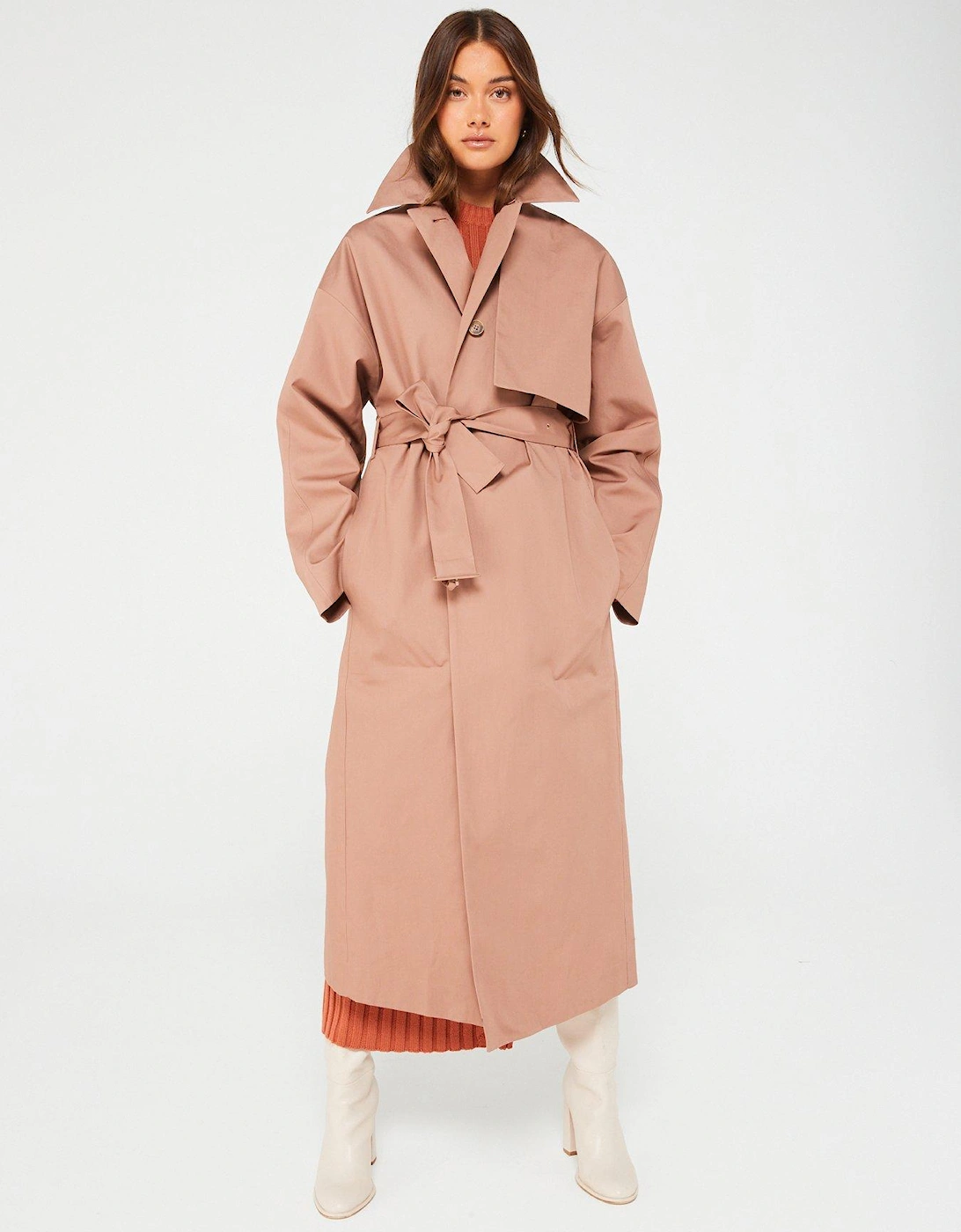 Bonded Cotton Trench Coat - Brown, 7 of 6