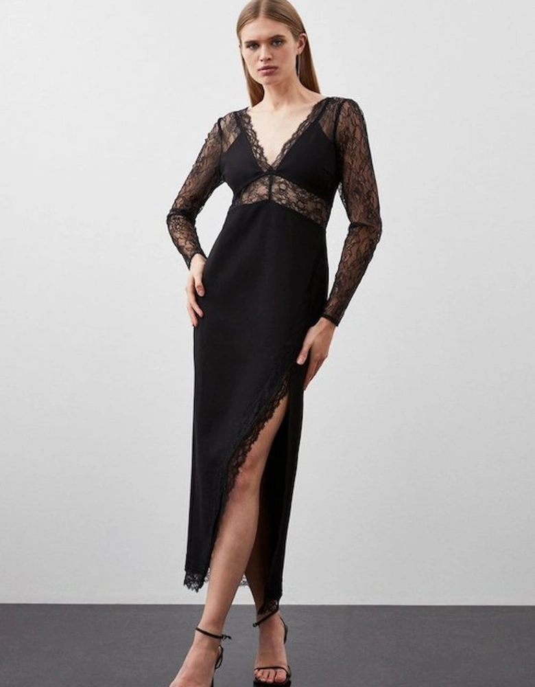 Lace And Ponte Jersey Maxi Dress
