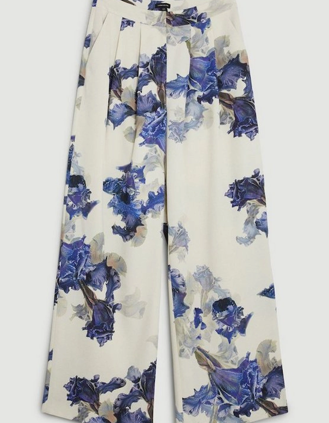 Tailored Crepe Printed Pleated Wide Leg Trousers
