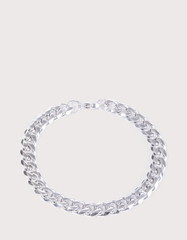 Silver Stainless Steel Cuban Bracelet 8mm 21.5cm