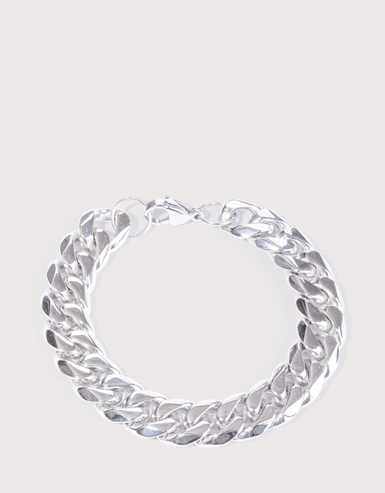 Silver Stainless Steel Cuban Bracelet 12mm 19.5cm