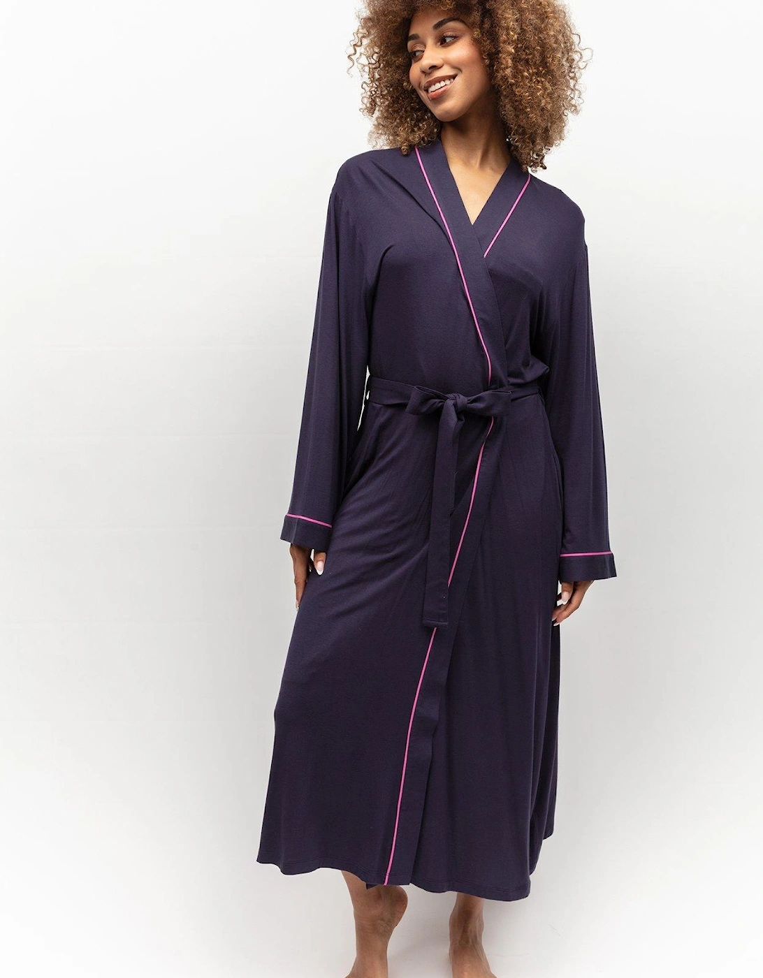 Navy Jersey Long Dressing Gown, 2 of 1