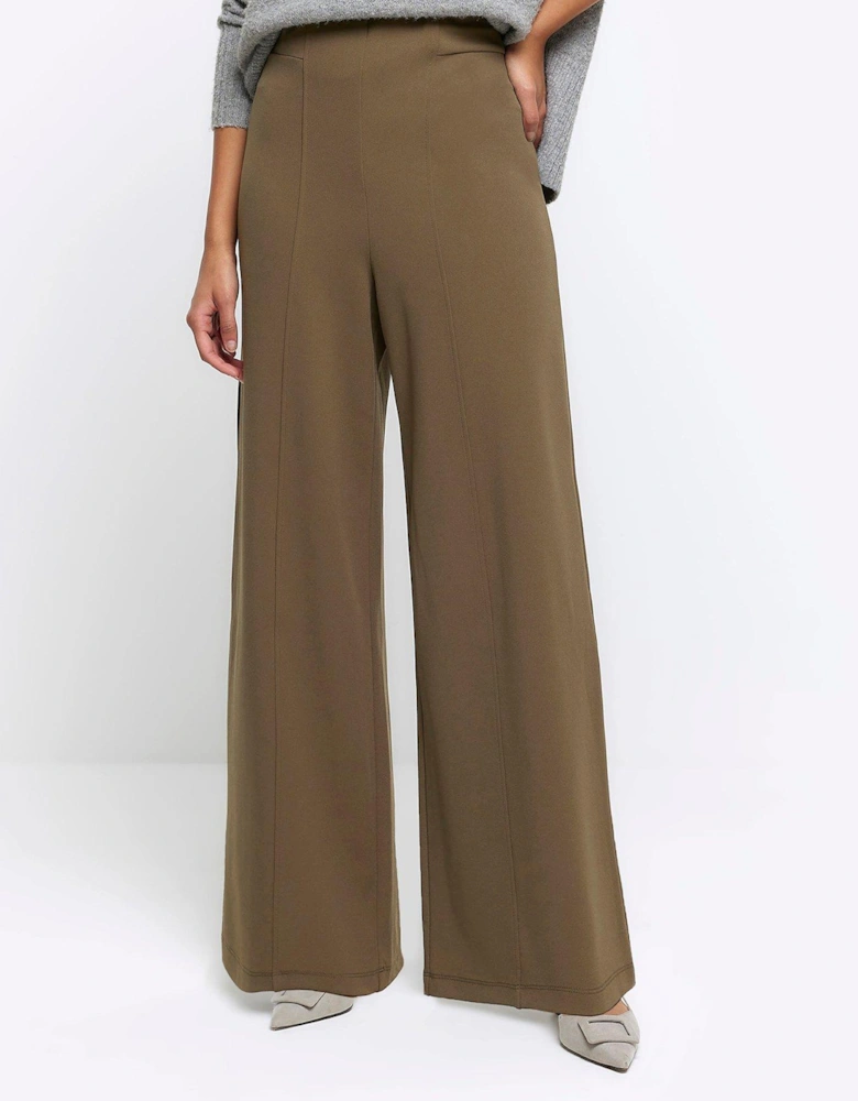 Stitch Detail Wide Leg Jogger - Khaki