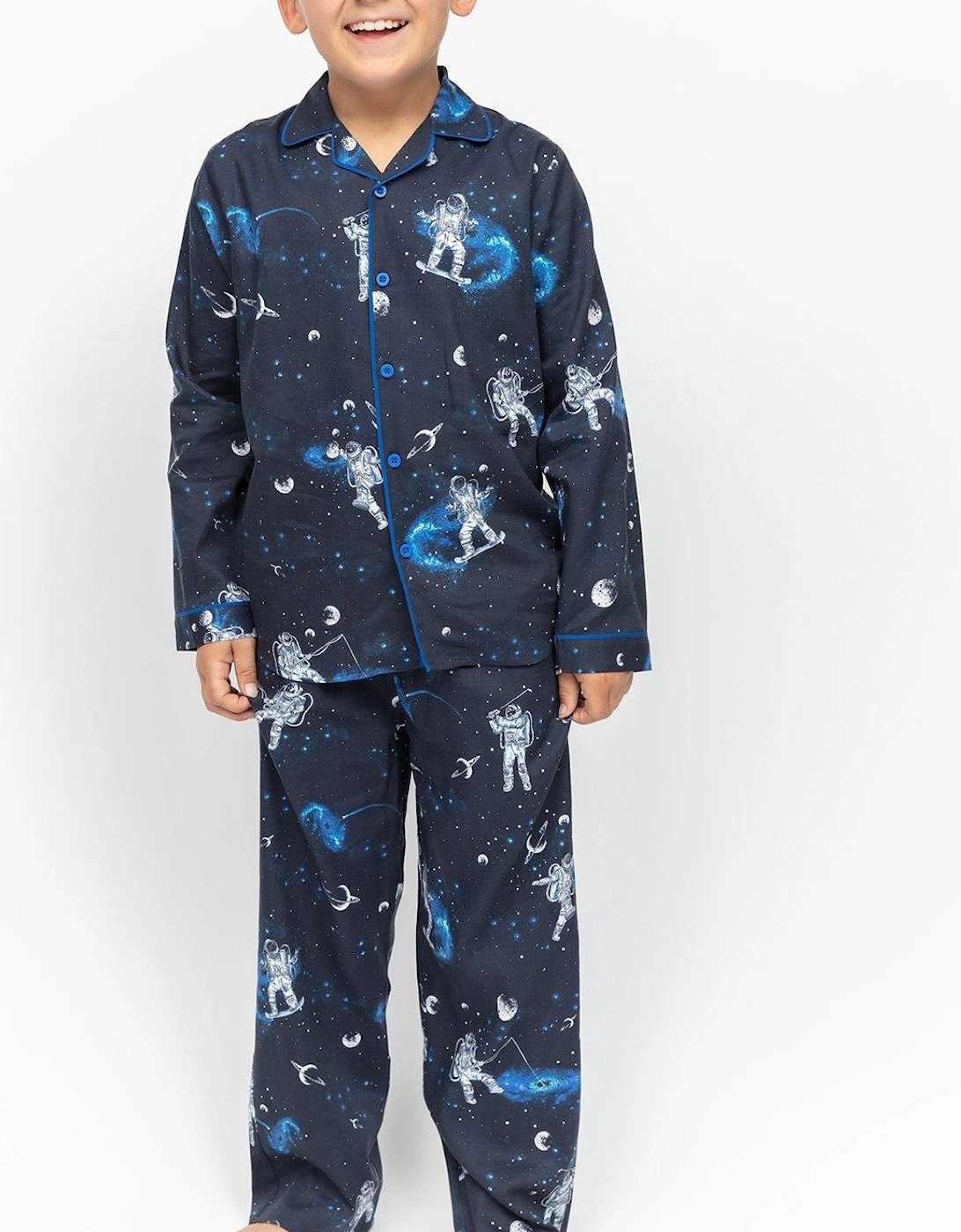 Boys Aldrin Sporty Astronaut Long Sleeve Pyjamas - Navy, 2 of 1