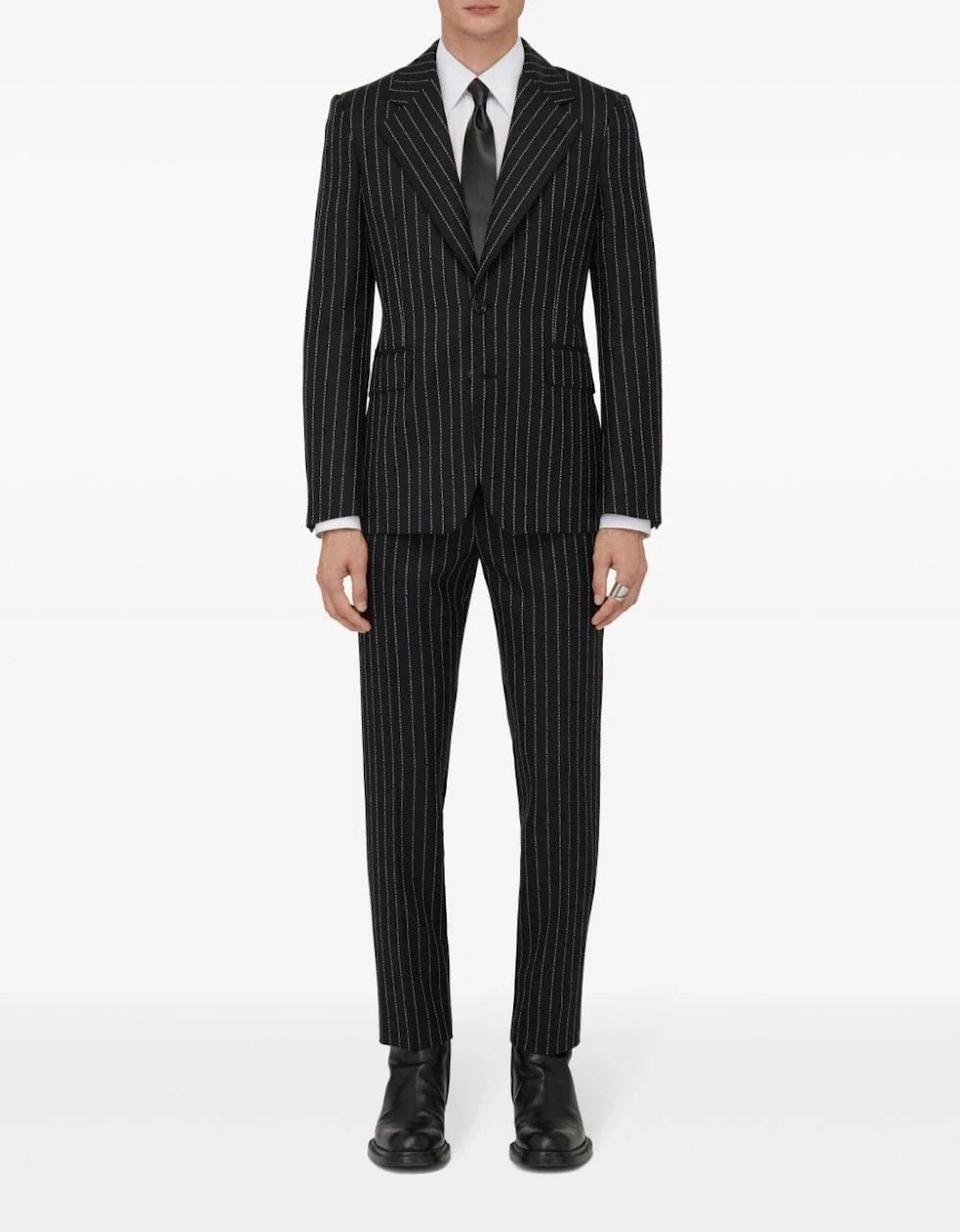 Lettered Pinstripe Jacket Black