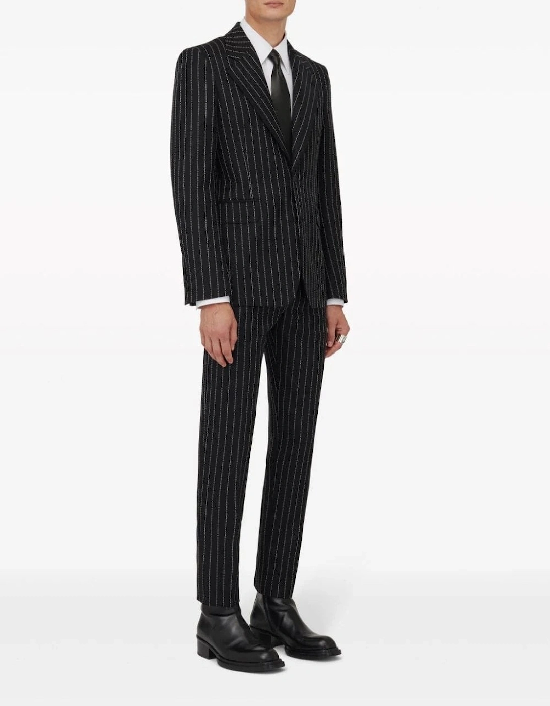 Lettered Pinstripe Jacket Black