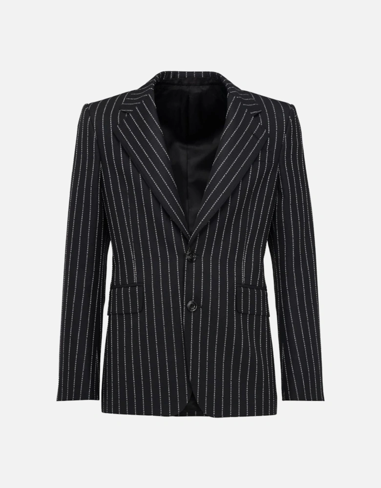 Lettered Pinstripe Jacket Black