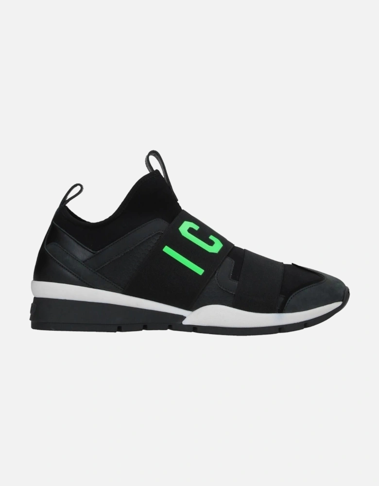 Green ICON Logo Strap Black Sneakers