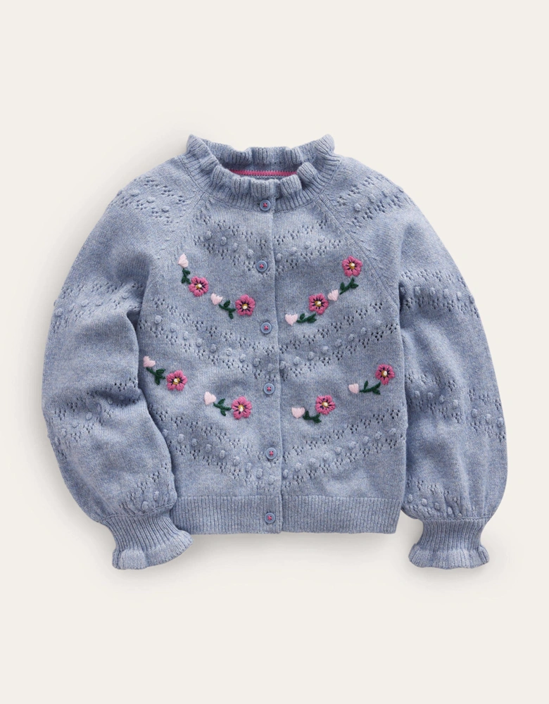 Embroidered Frill Cardigan