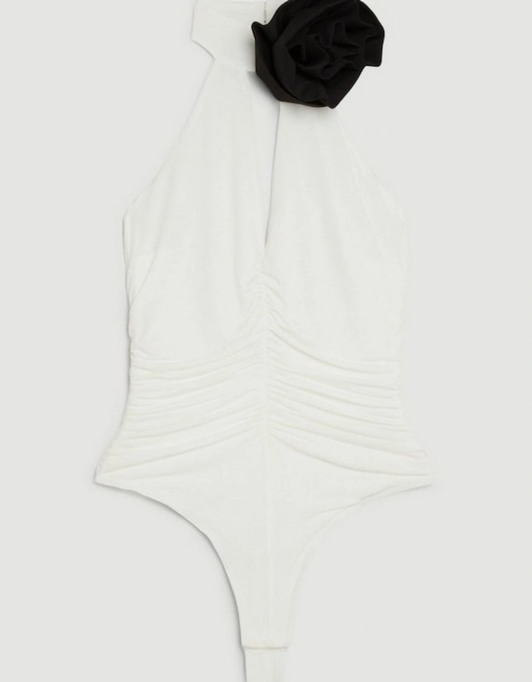 Drapey Ruched Jersey Rosette Bodysuit