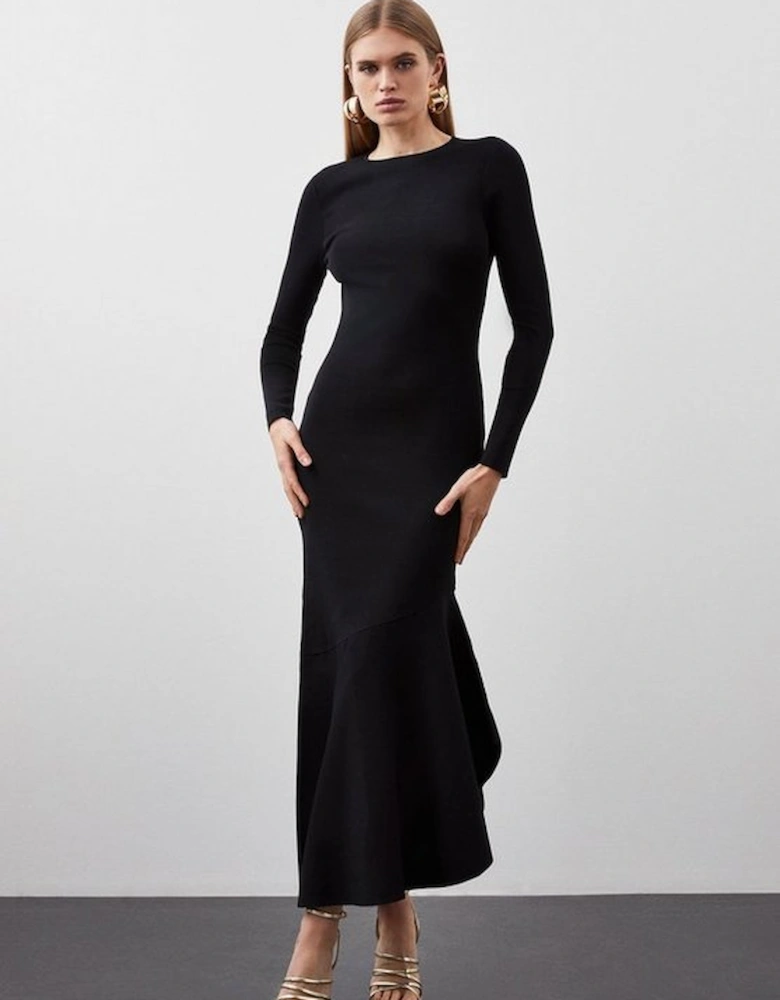 Premium Drape Knit Asymmetric Maxi Dress