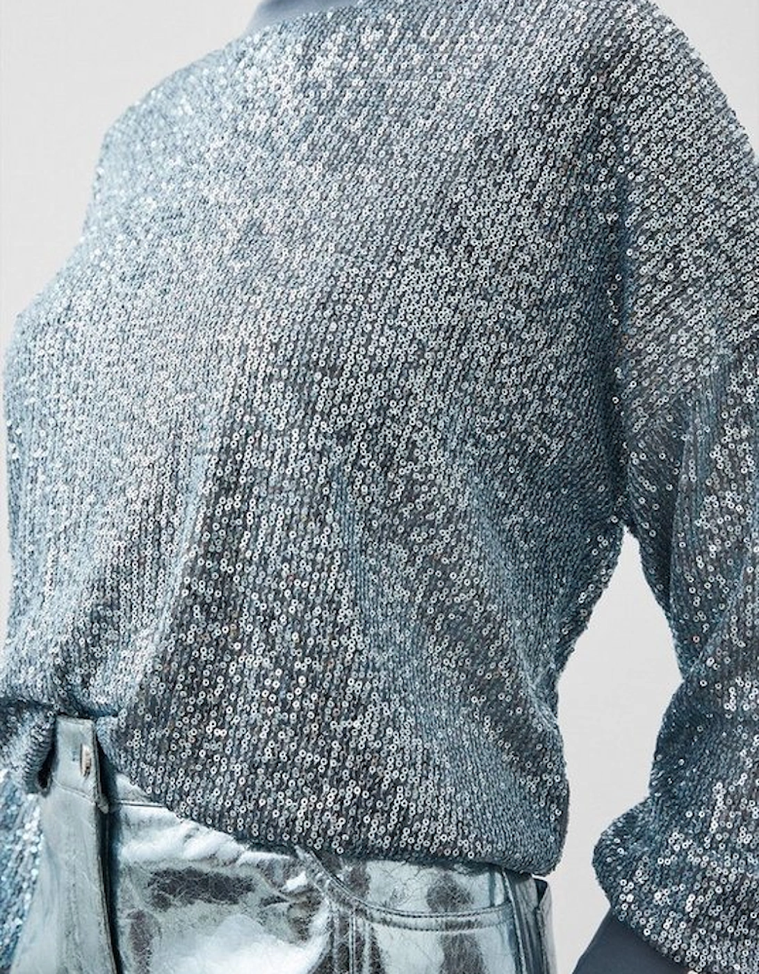 Stretch Jersey Sequin Sweatshirt