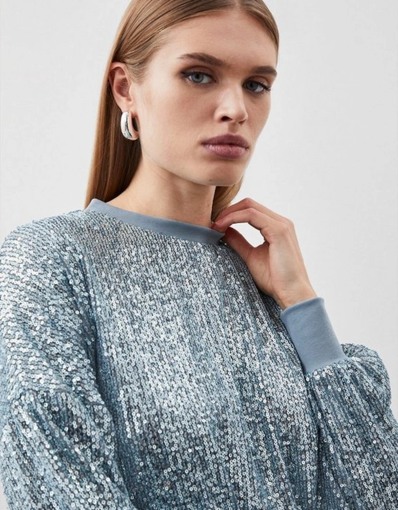 Stretch Jersey Sequin Sweatshirt