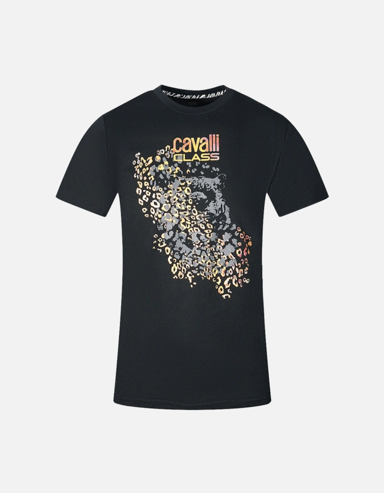 Cavalli Class Leopard Print Silhouette Black T-Shirt