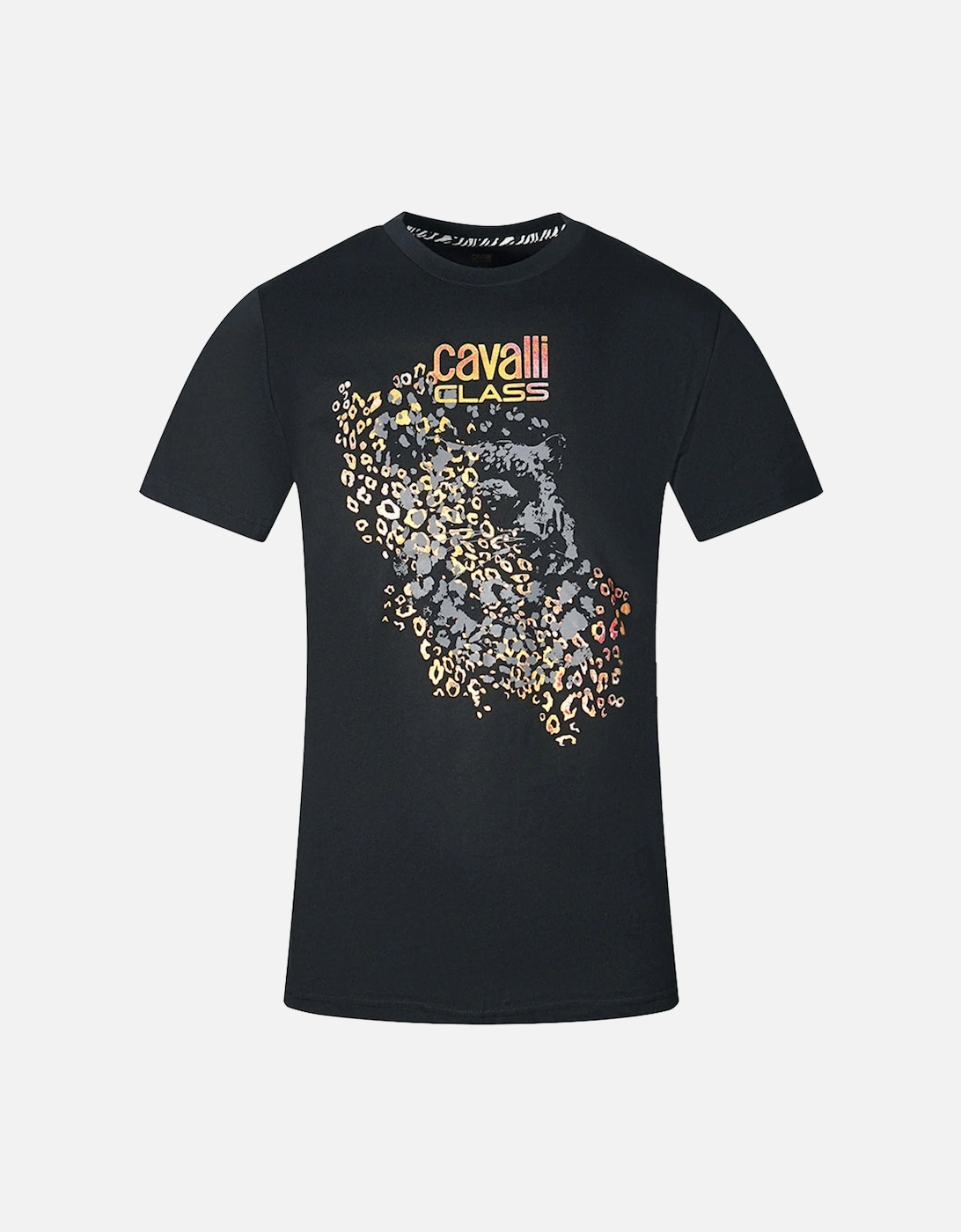 Cavalli Class Leopard Print Silhouette Black T-Shirt, 3 of 2