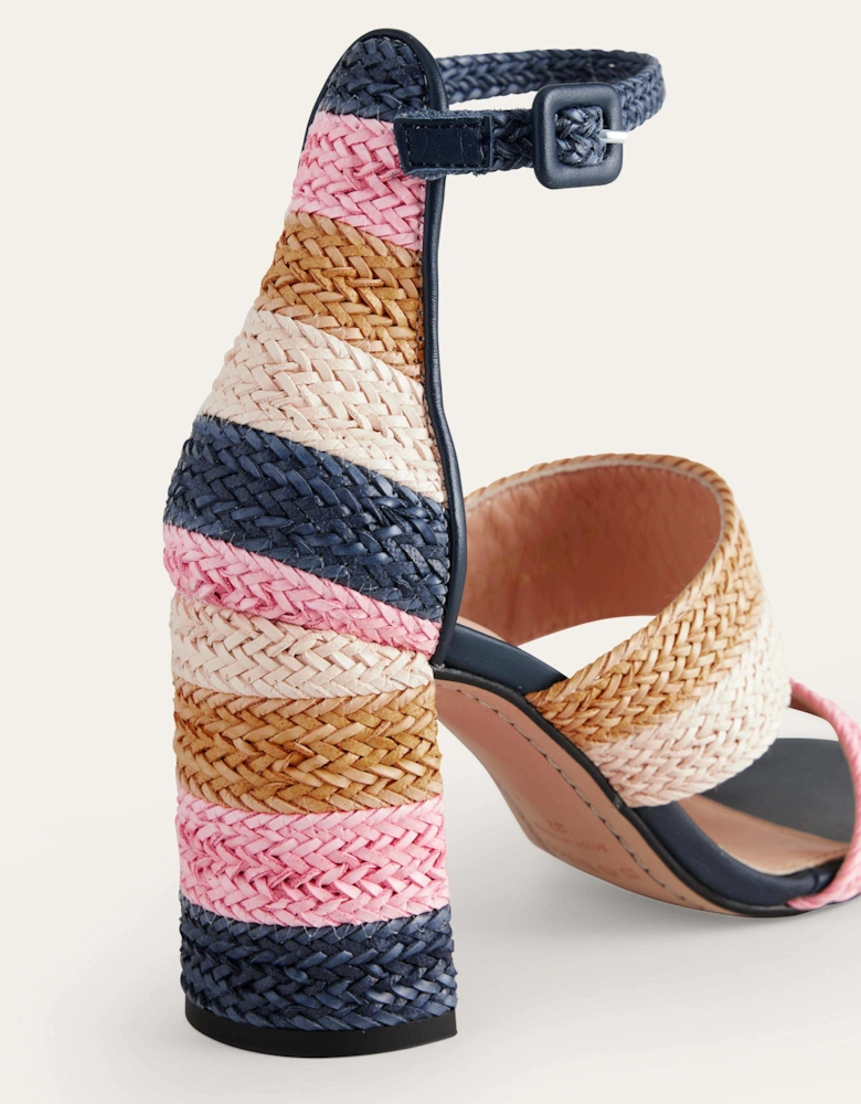 Woven Striped Heeled Sandals